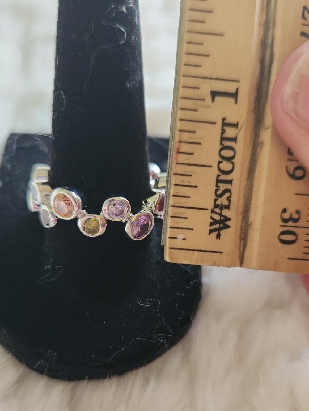 Brand New Silver Multi-Color Gemstone Ring Women's Size 8 - Picture 3 of 7